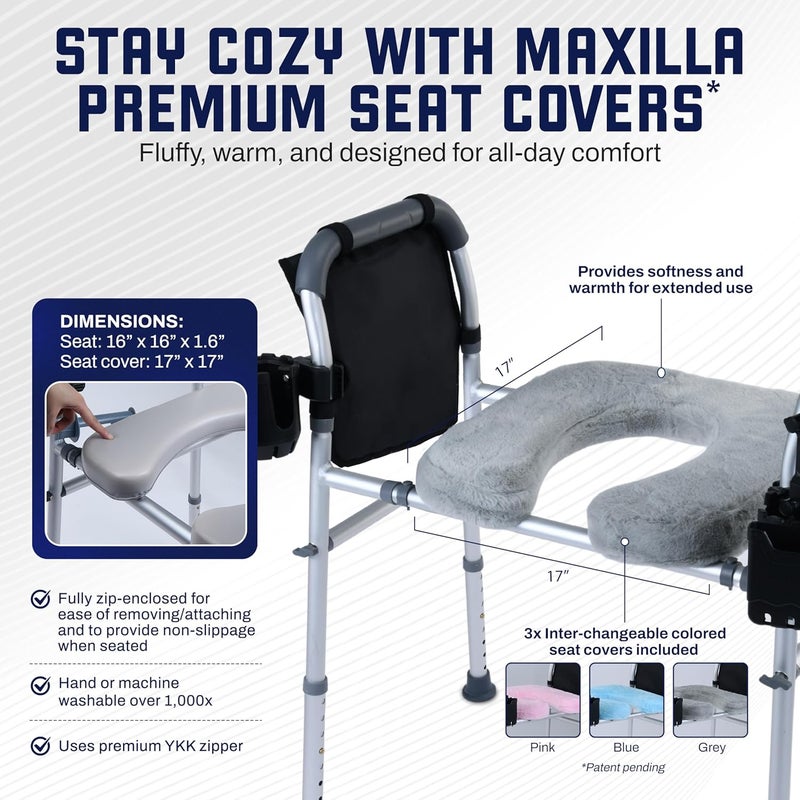 MAXILLA GORILLA مقعد مرحاض مرتفع مع مقابض، رافع مقعد مرحاض لكبار السن مع ارتفاع وعرض قابل للتعديل، مقعد مرحاض مرتفع بوزن 500 رطل لذوي الاحتياجات الخاصة لكبار السن، الحوامل، يناسب أي مرحاض - Image 4